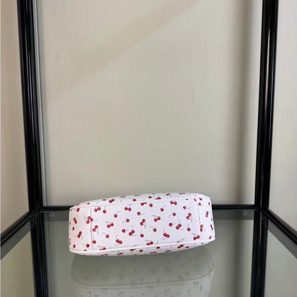 Coach White Leather Shoulder Bag with Red Cherry Print